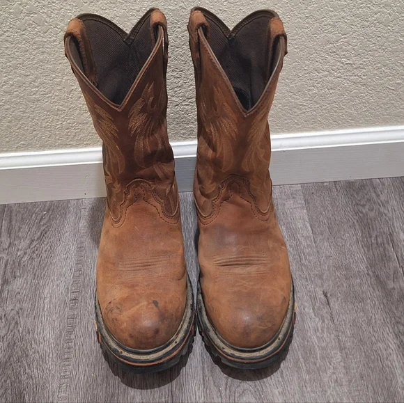 Men's Brown Steel Toe Boots - Picture 2 of 8